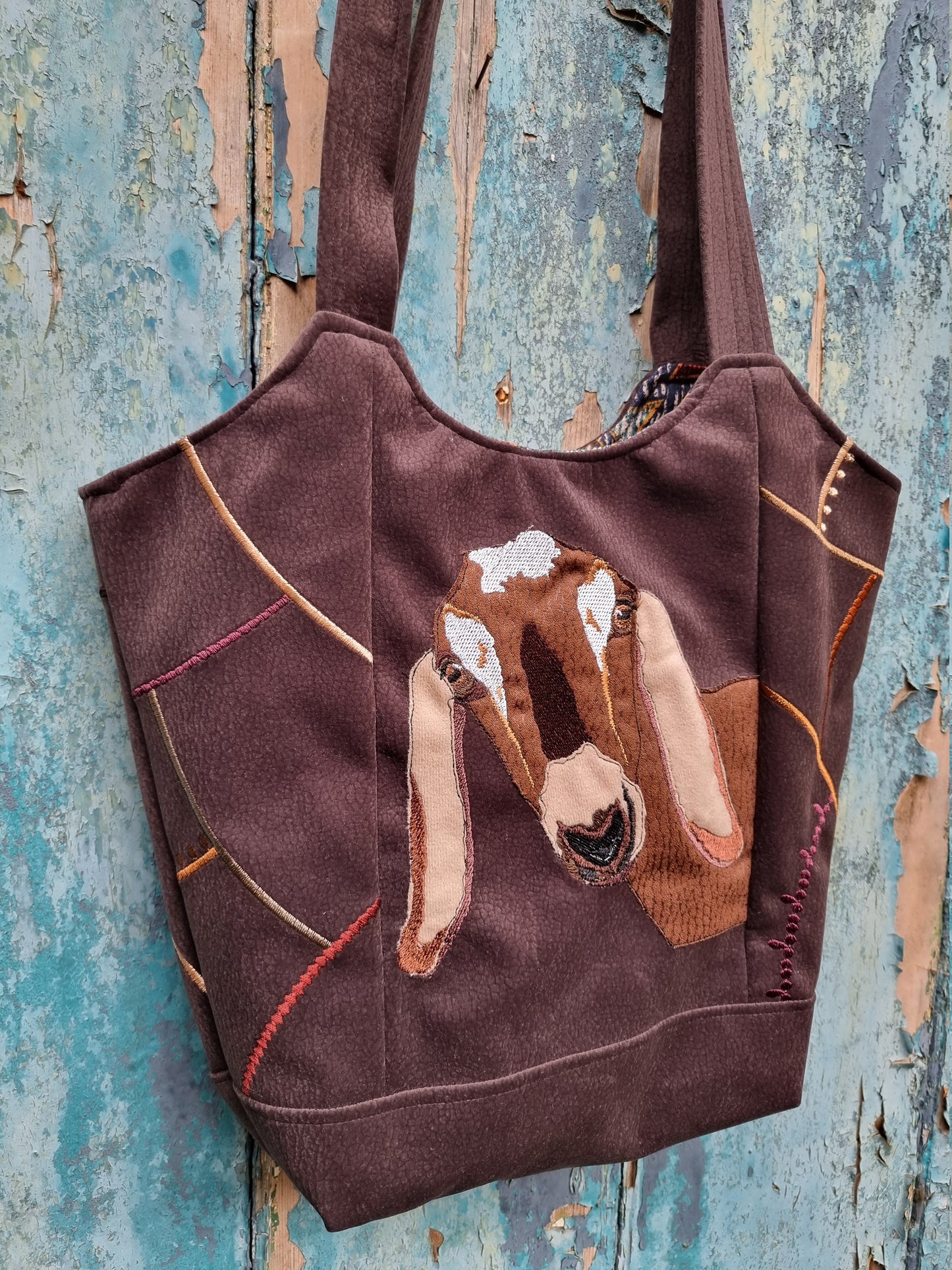 Fun Goat Mosaic Over The Shoulder Tote Handbag