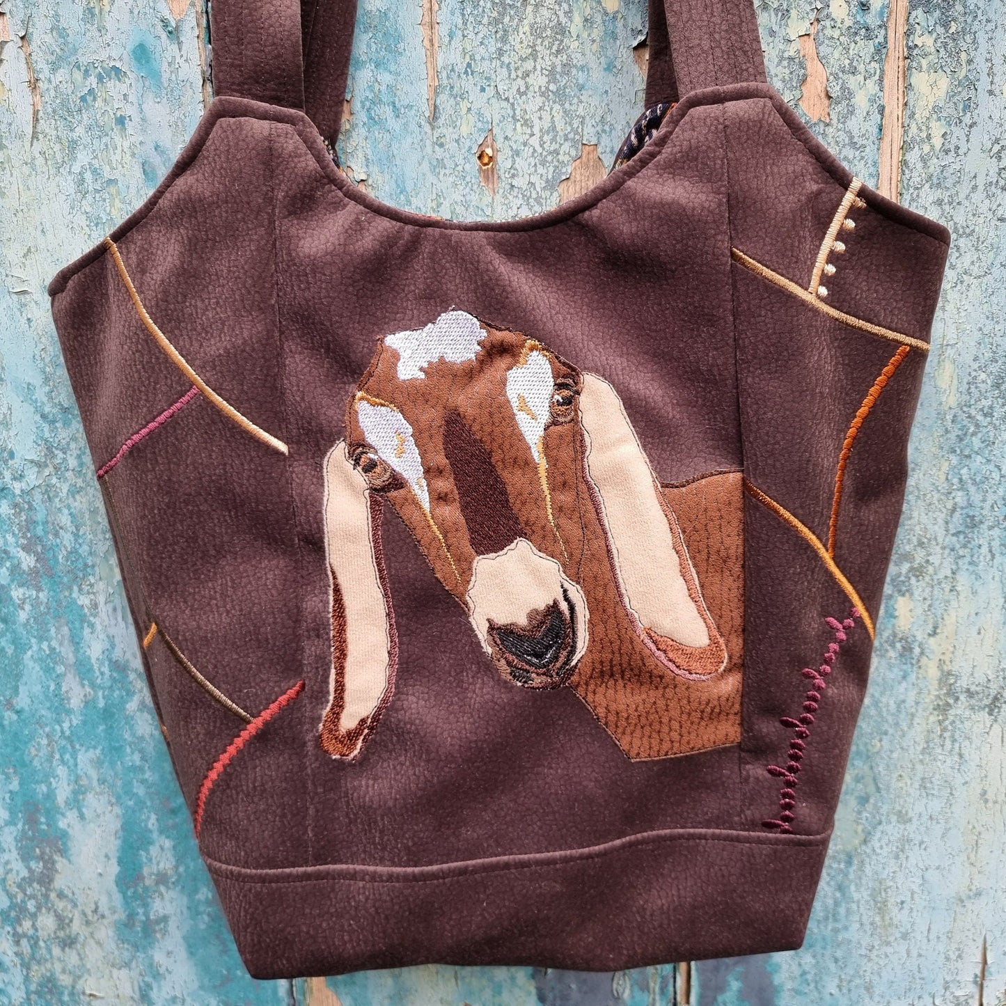 Fun Goat Mosaic Over The Shoulder Tote Handbag