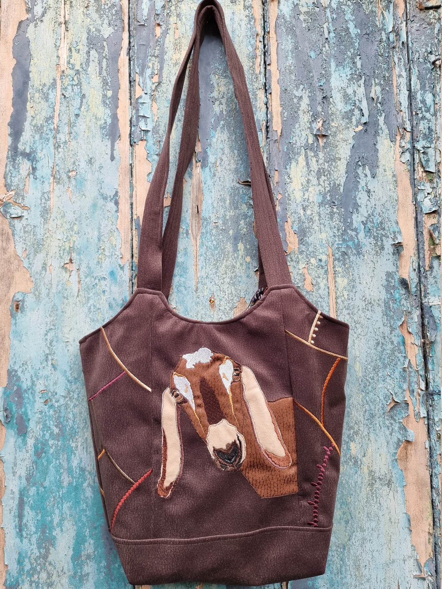 Fun Goat Mosaic Over The Shoulder Tote Handbag