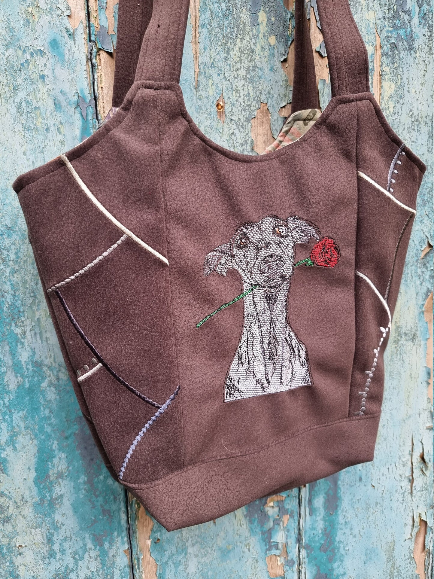 Greyhound With Rose Mosaic Handbag