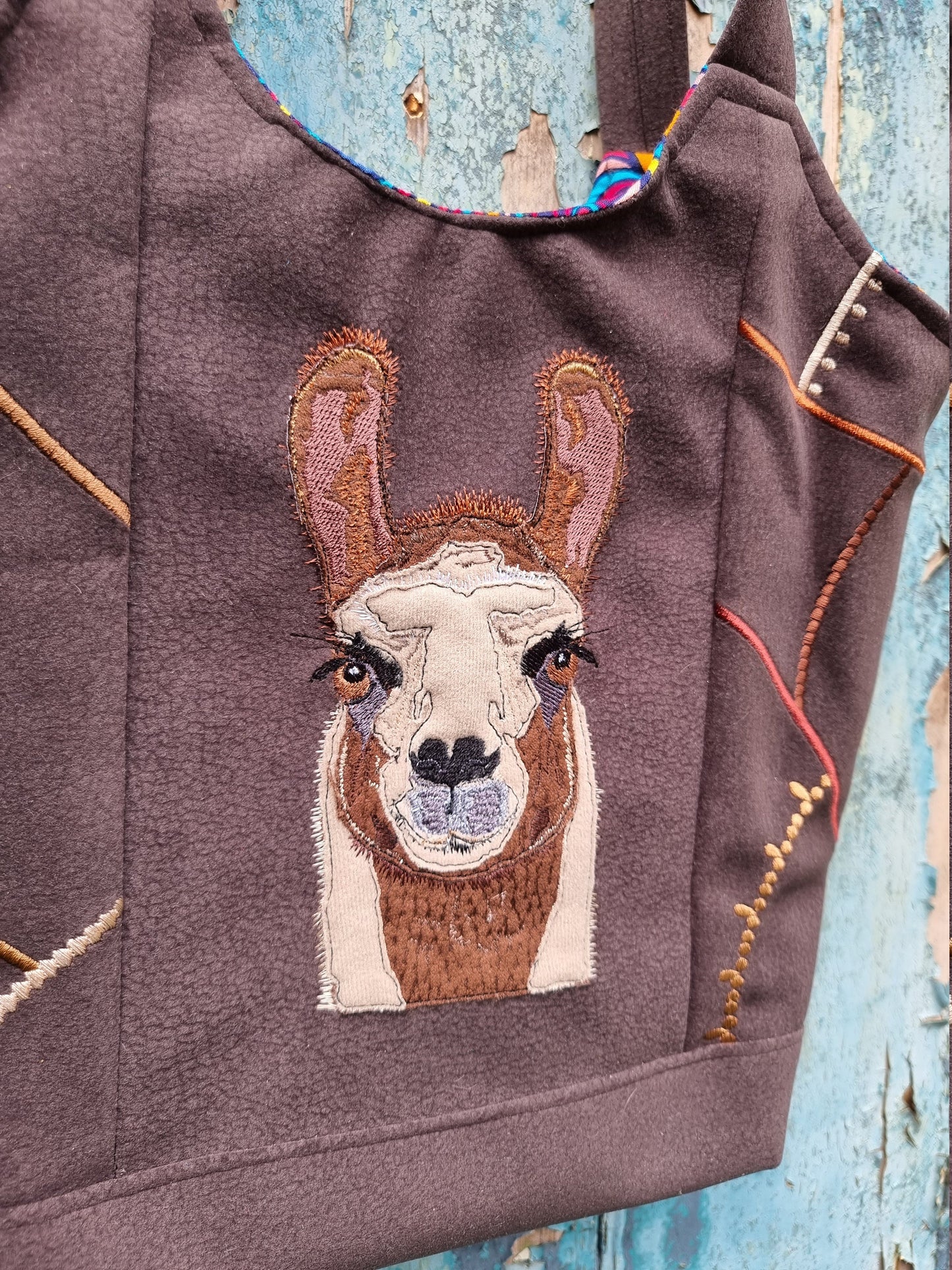 Fun Llama Mosaic Over The Shoulder Tote Handbag