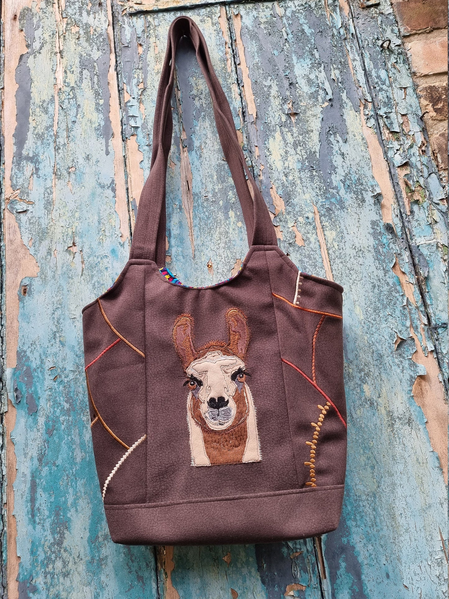 Fun Llama Mosaic Over The Shoulder Tote Handbag