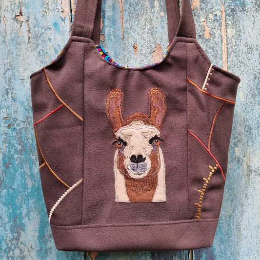 Fun Llama Mosaic Over The Shoulder Tote Handbag