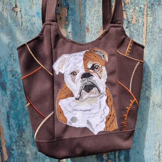 Bulldog Mosaic Over The Shoulder Tote Handbag