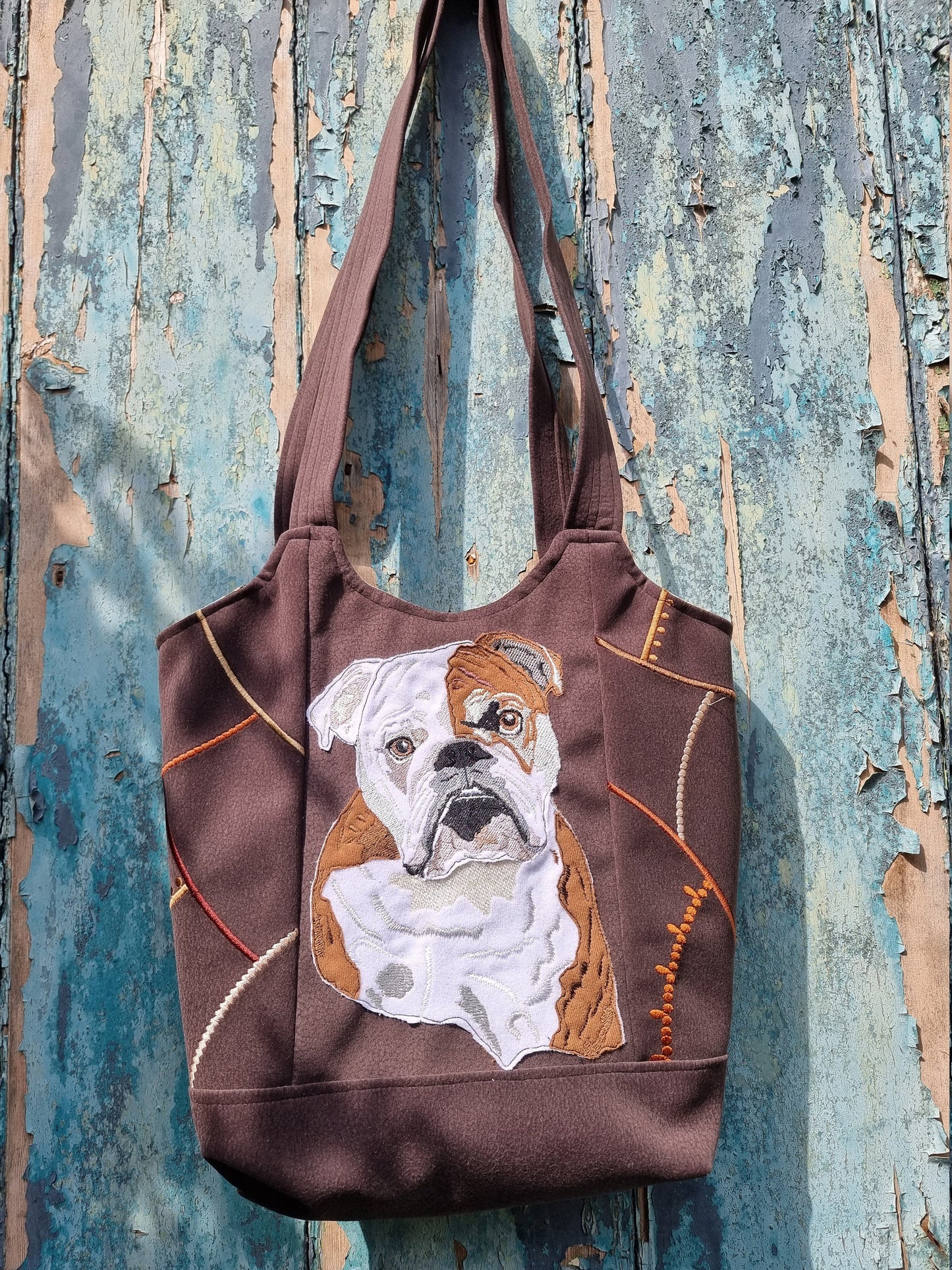Bulldog Mosaic Over The Shoulder Tote Handbag