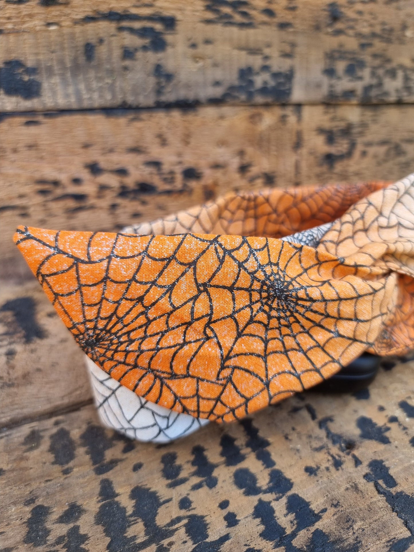 Sparkly Orange Cobweb Wired Headband