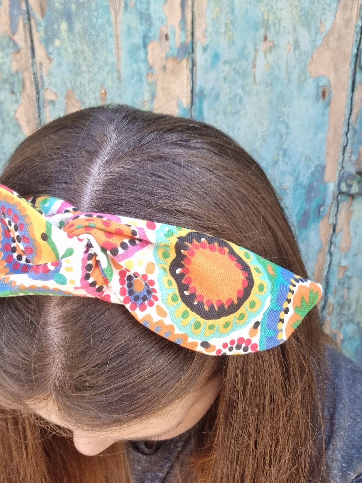 Bright and Colourful Circles Wired Headband | Hair Wrap Accessory | Rockabilly Vintage Look | Knot band | Gifts for Her