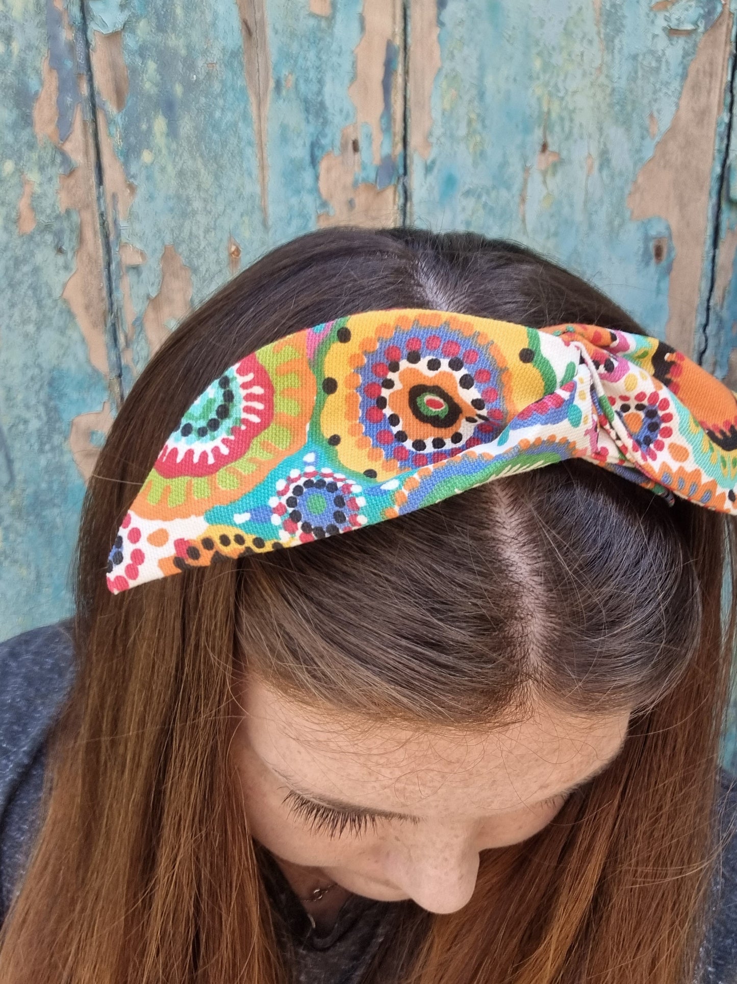 Bright and Colourful Circles Wired Headband | Hair Wrap Accessory | Rockabilly Vintage Look | Knot band | Gifts for Her