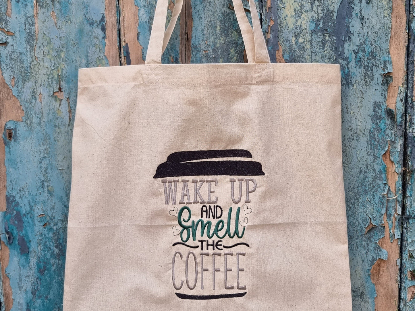 Smell the Coffee Embroidered Tote Bag