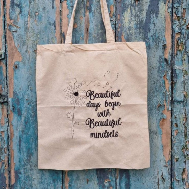 Beautiful Mindsets Embroidered Tote