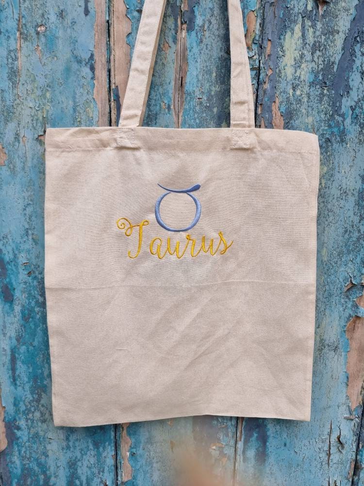 Horoscope Zodiac Embroidered Tote