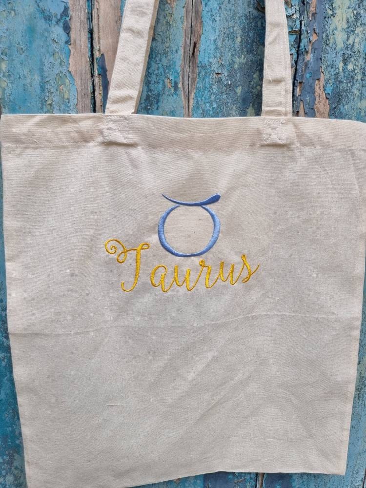 Horoscope Zodiac Embroidered Tote