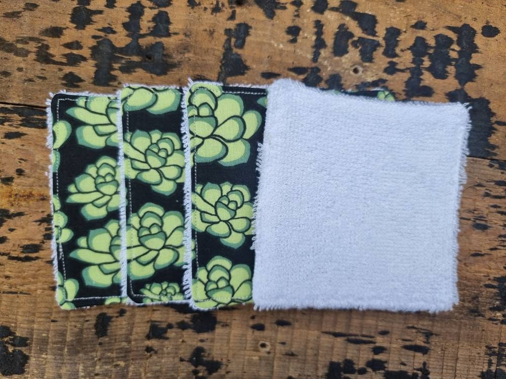 Cute Succulents Reusable Makeup Wipes | Bamboo Towelling