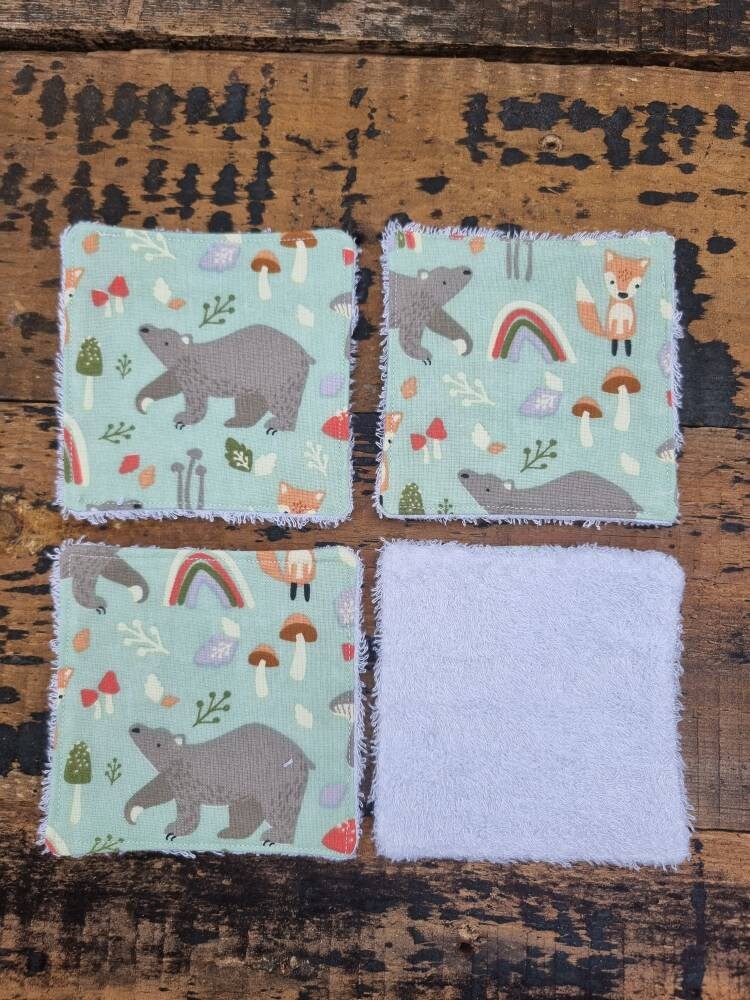 Cute Woodland Animals Reusable Wipes | Bamboo Towelling