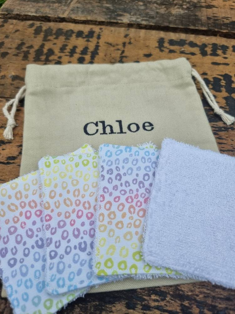 Rainbow Leopard Print  Reusable Wipes | Bamboo Towelling