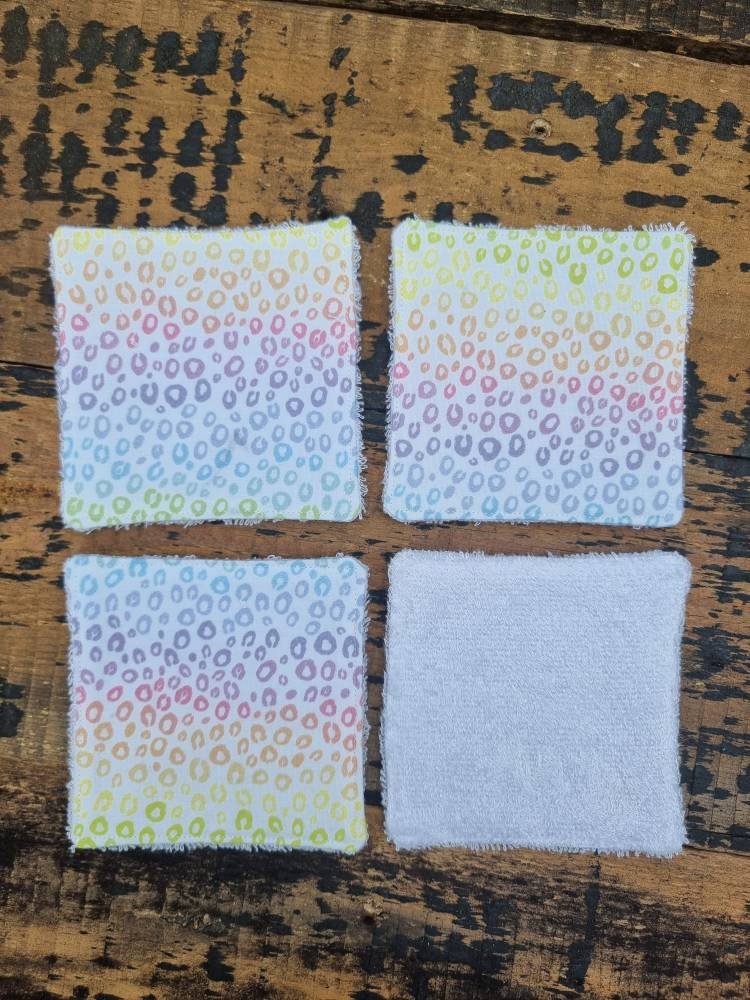 Rainbow Leopard Print  Reusable Wipes | Bamboo Towelling