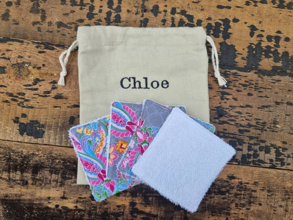 Grey Abstract Floral Reusable Wipes | Bamboo Towelling