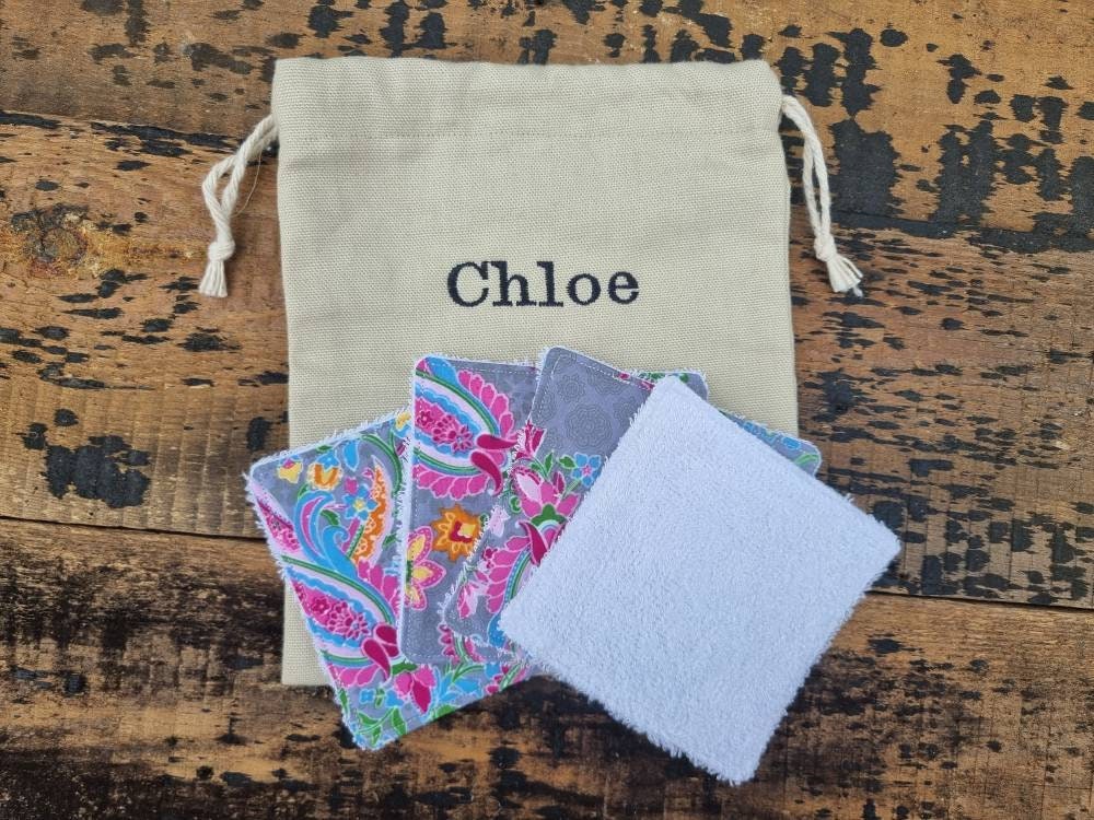 Grey Abstract Floral Reusable Wipes | Bamboo Towelling