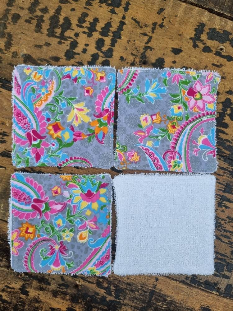 Grey Abstract Floral Reusable Wipes | Bamboo Towelling