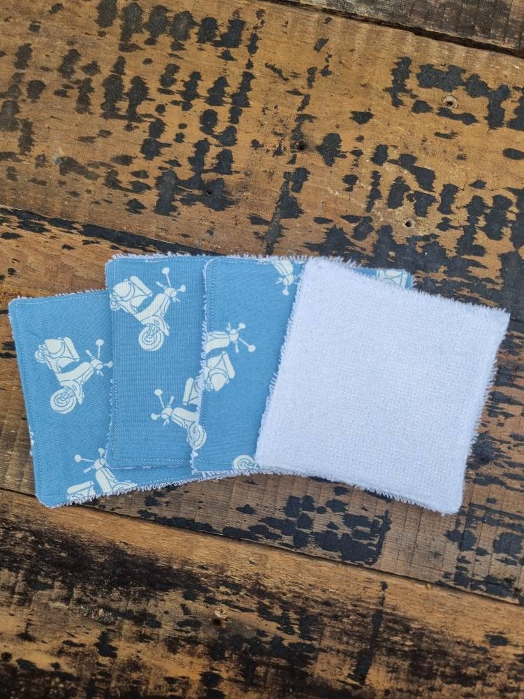 Blue Moped Reusable Makeup Wipes | Bamboo Towelling