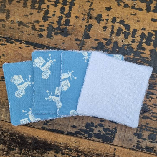 Blue Moped Reusable Makeup Wipes | Bamboo Towelling