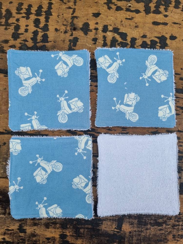 Blue Moped Reusable Makeup Wipes | Bamboo Towelling