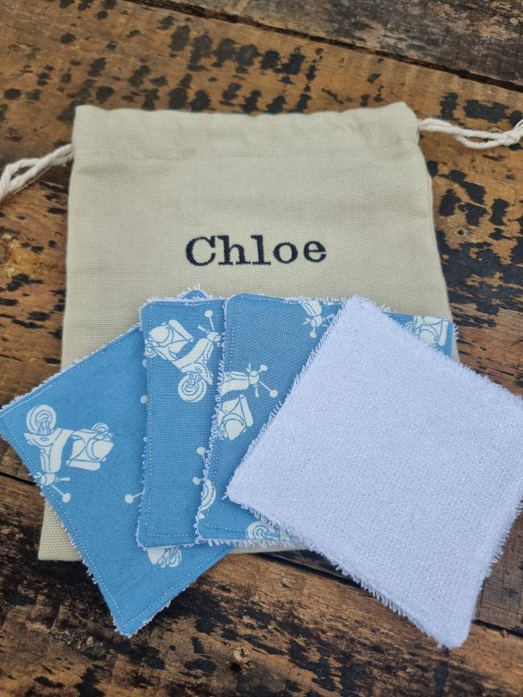 Blue Moped Reusable Makeup Wipes | Bamboo Towelling