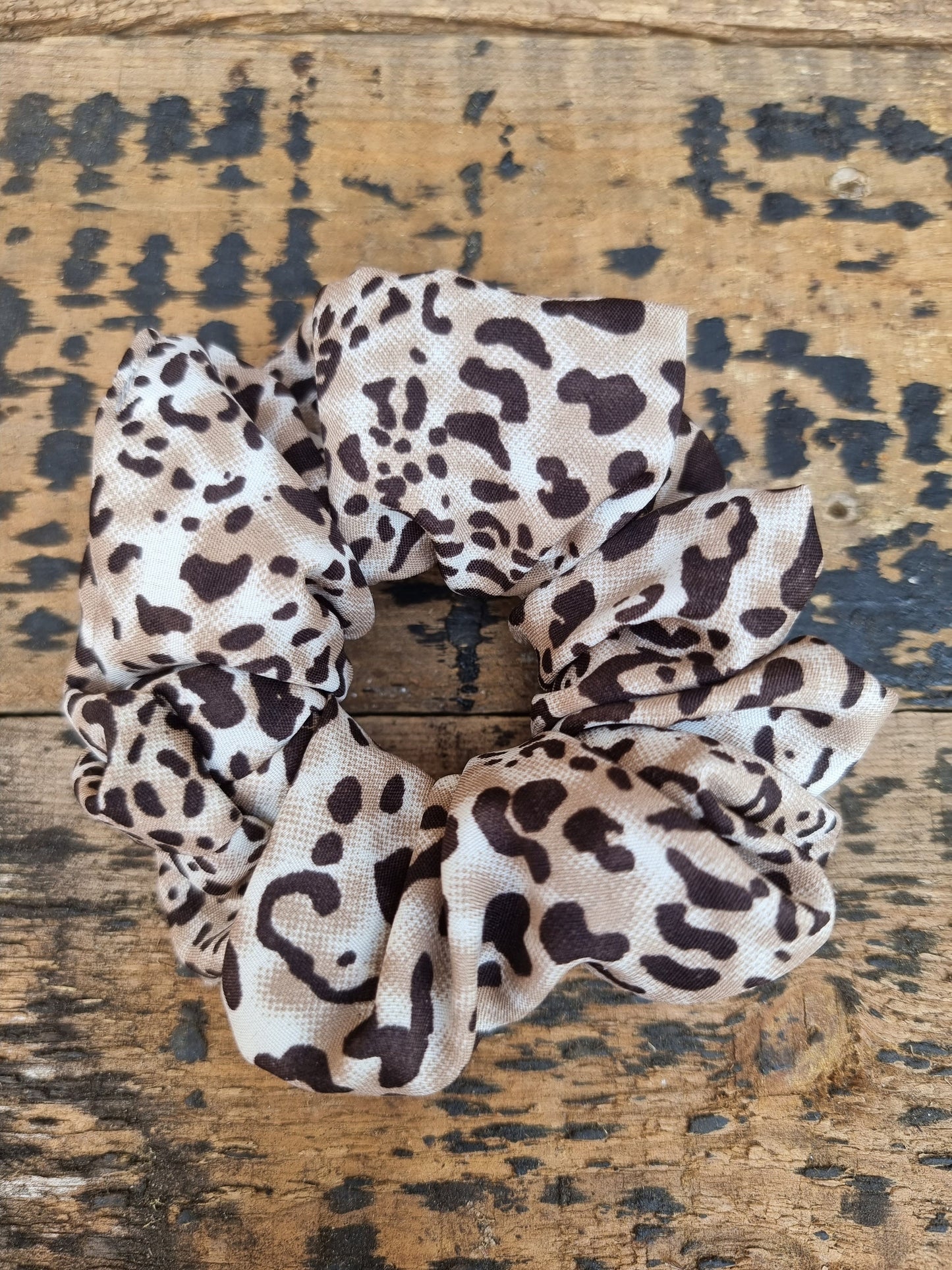 Beige Leopard Print Scrunchie