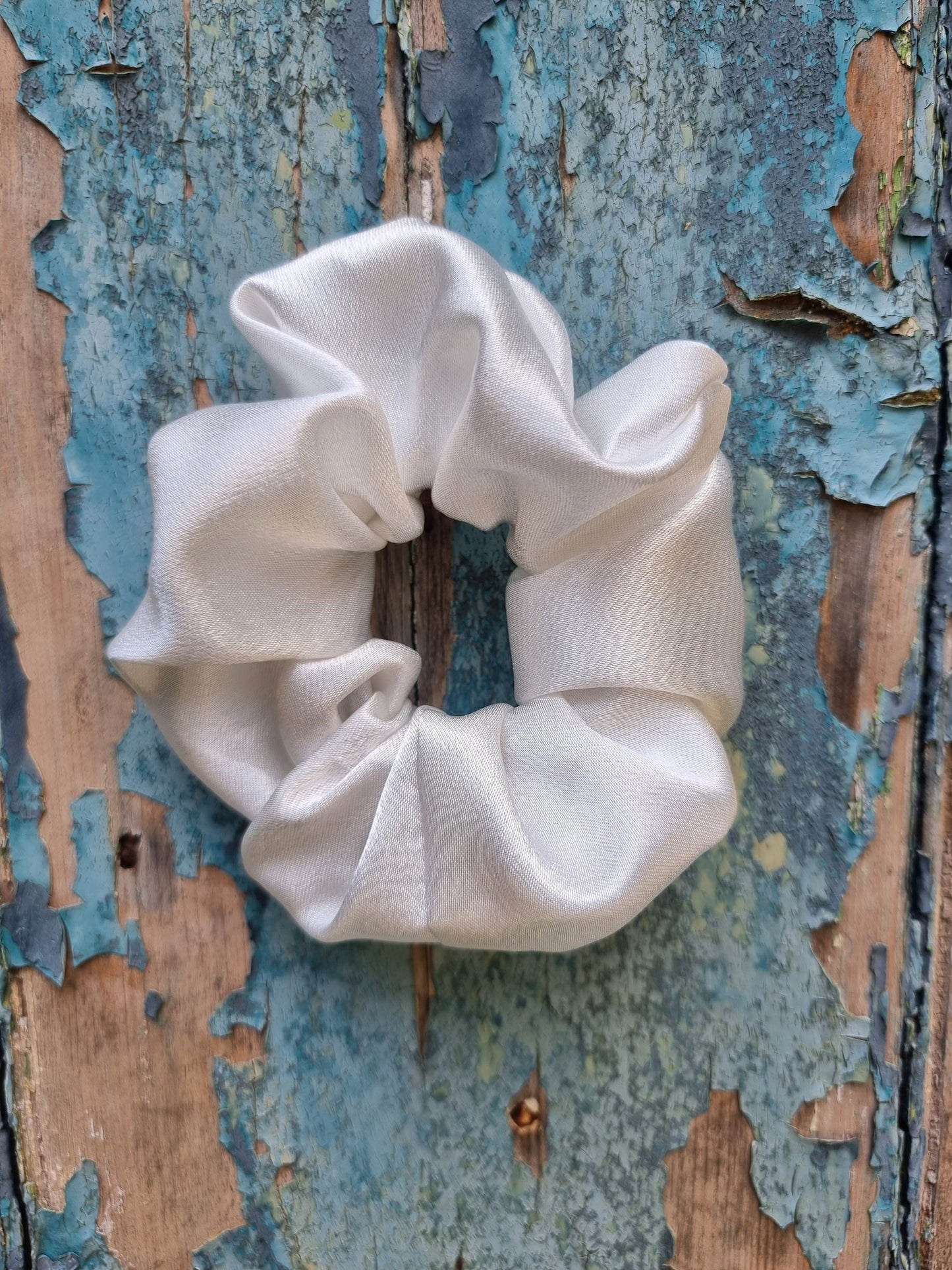 Ivory Snow Crepe Satin Scrunchie | Hair Tie