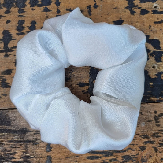 Ivory Snow Crepe Satin Scrunchie | Hair Tie