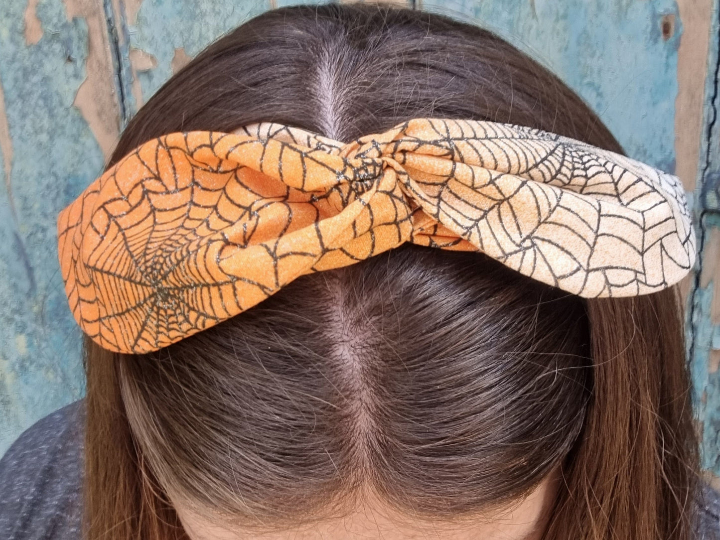 Sparkly Orange Cobweb Wired Headband