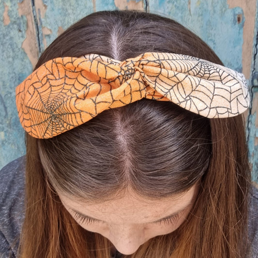 Sparkly Orange Cobweb Wired Headband