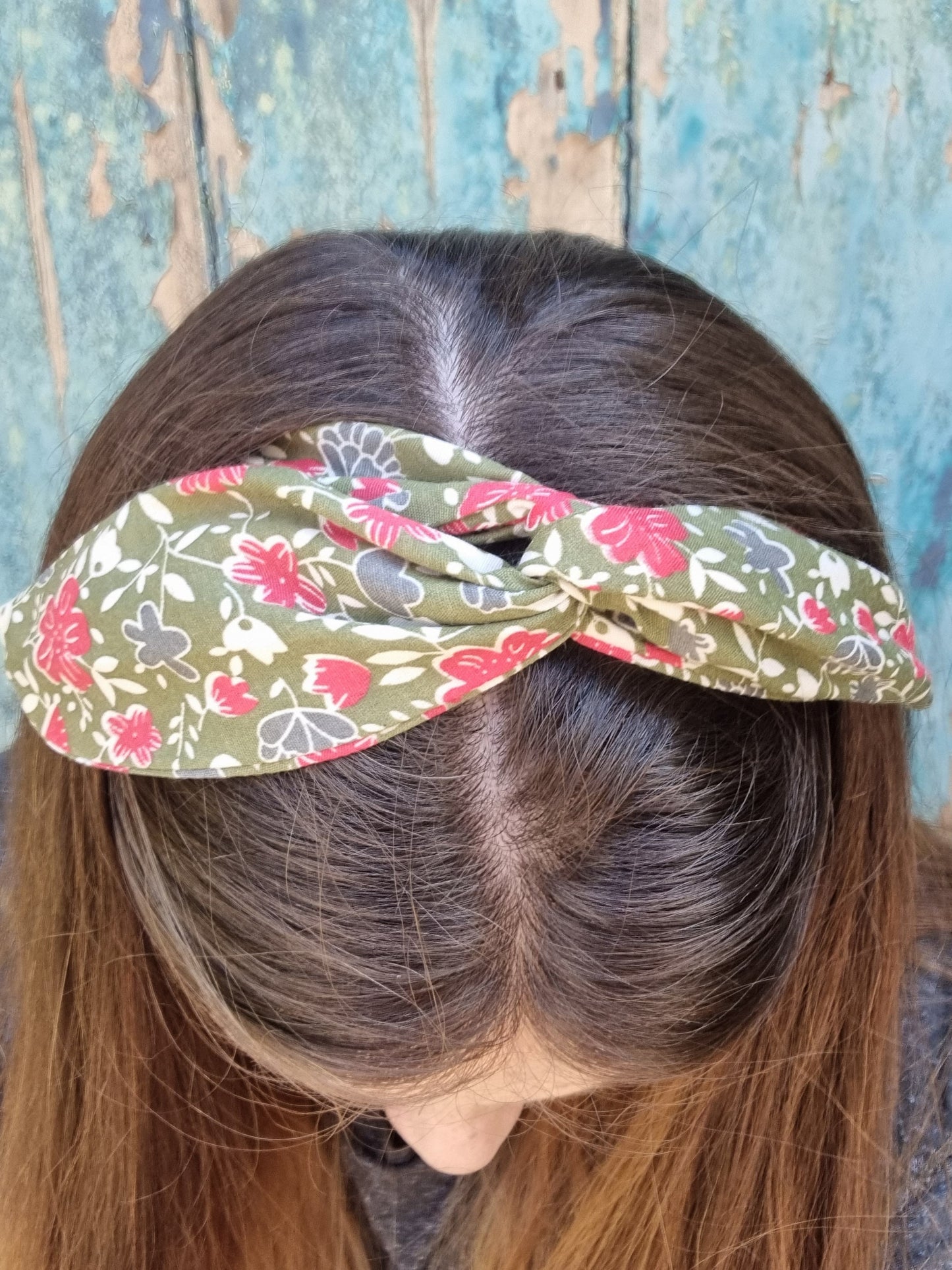 Dusty Olive Green Floral Wired Headband