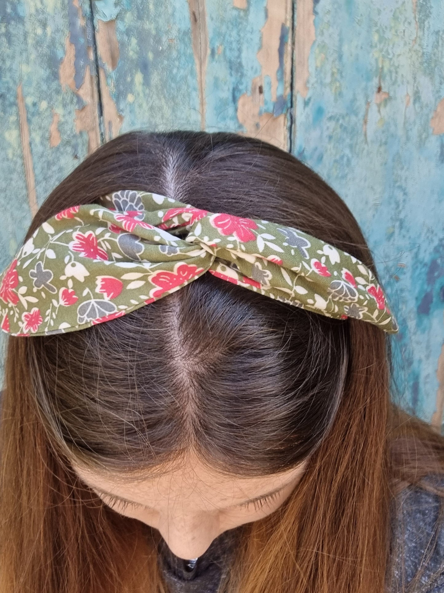 Dusty Olive Green Floral Wired Headband