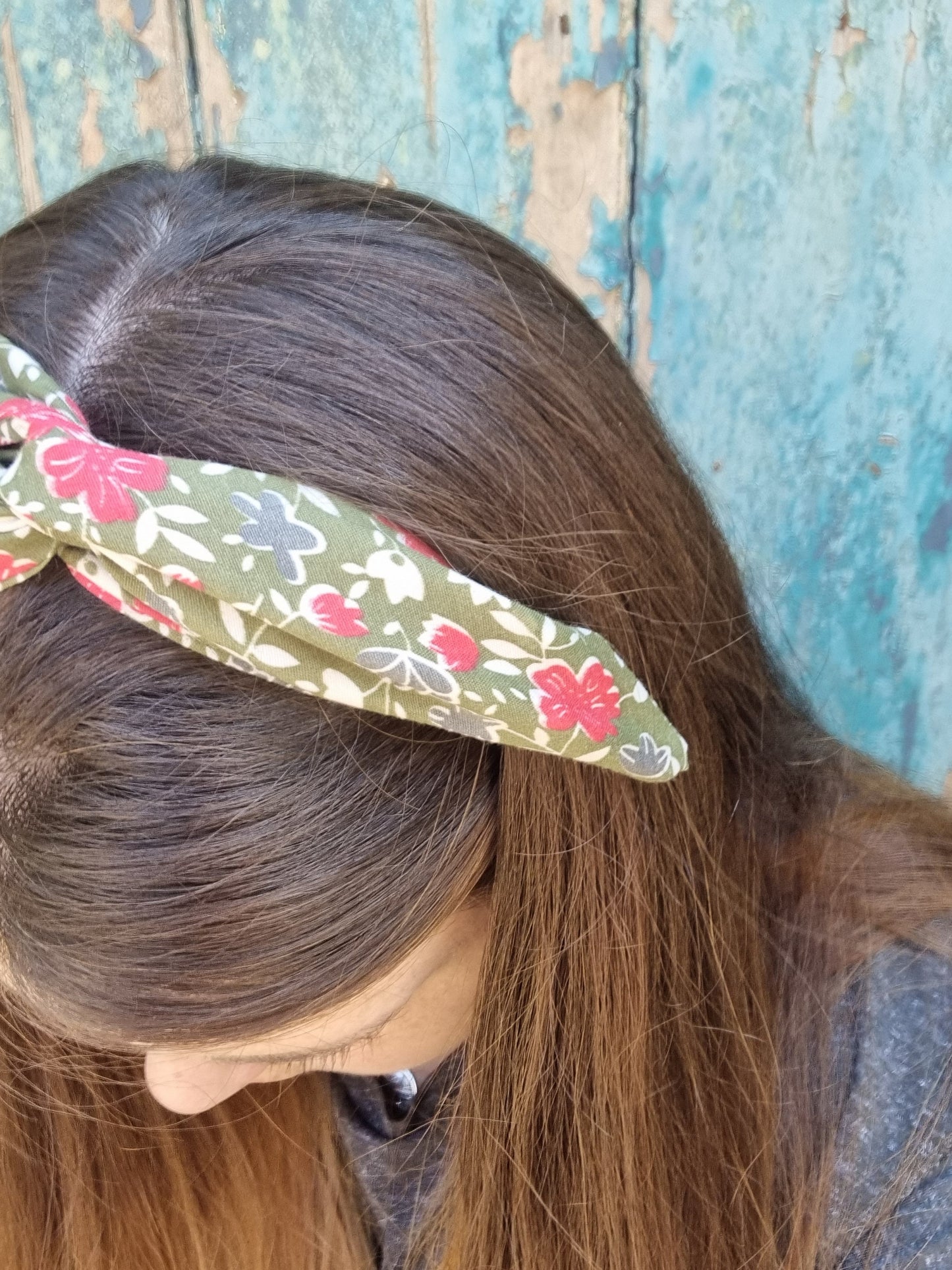 Dusty Olive Green Floral Wired Headband