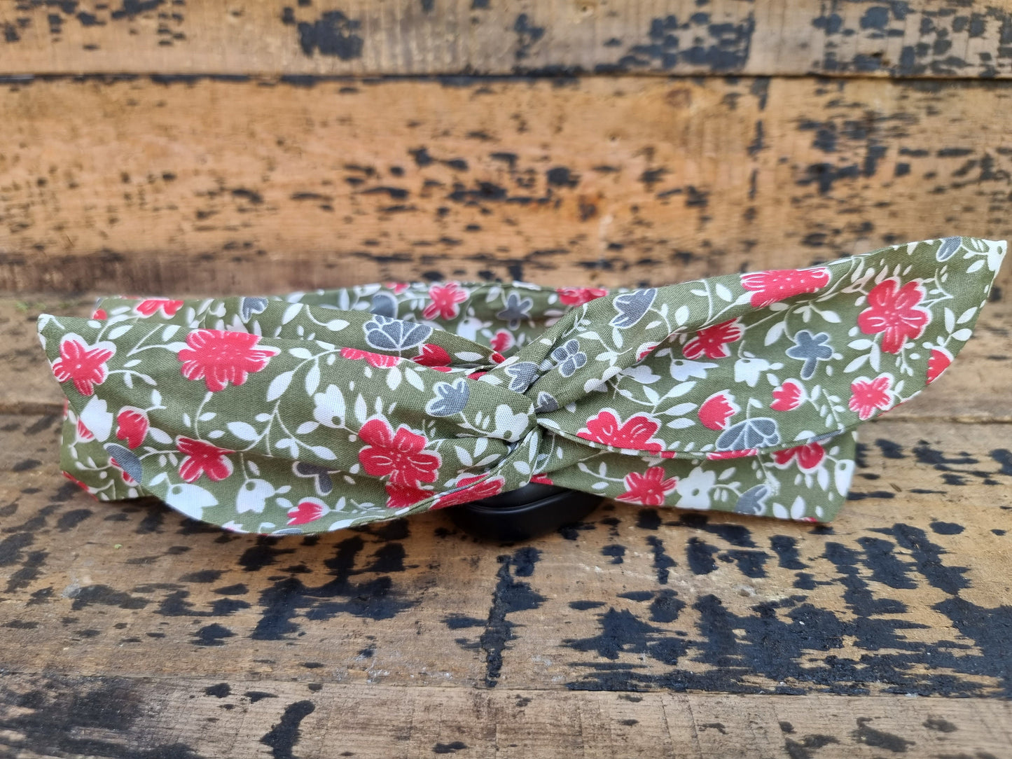 Dusty Olive Green Floral Wired Headband