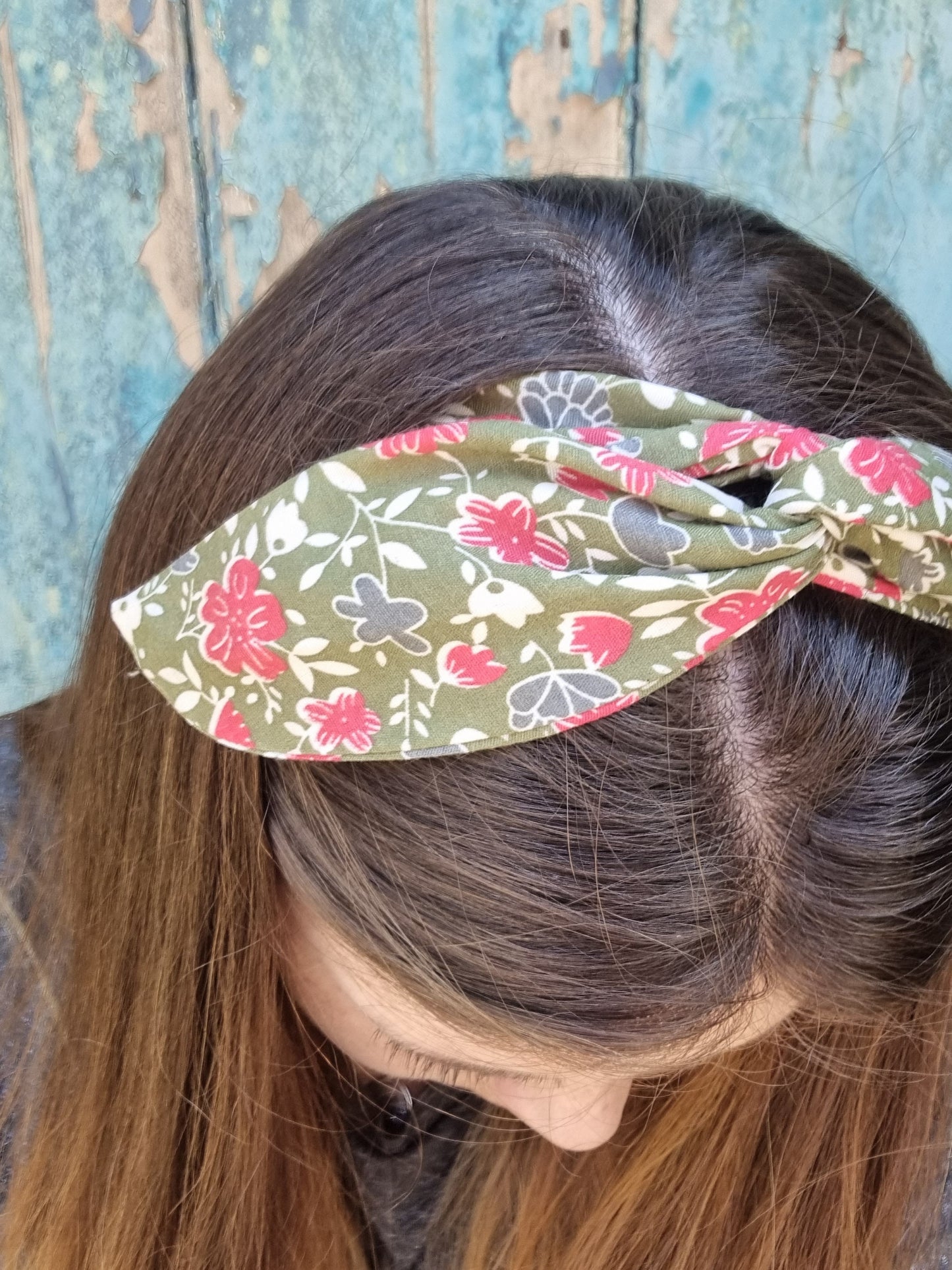 Dusty Olive Green Floral Wired Headband