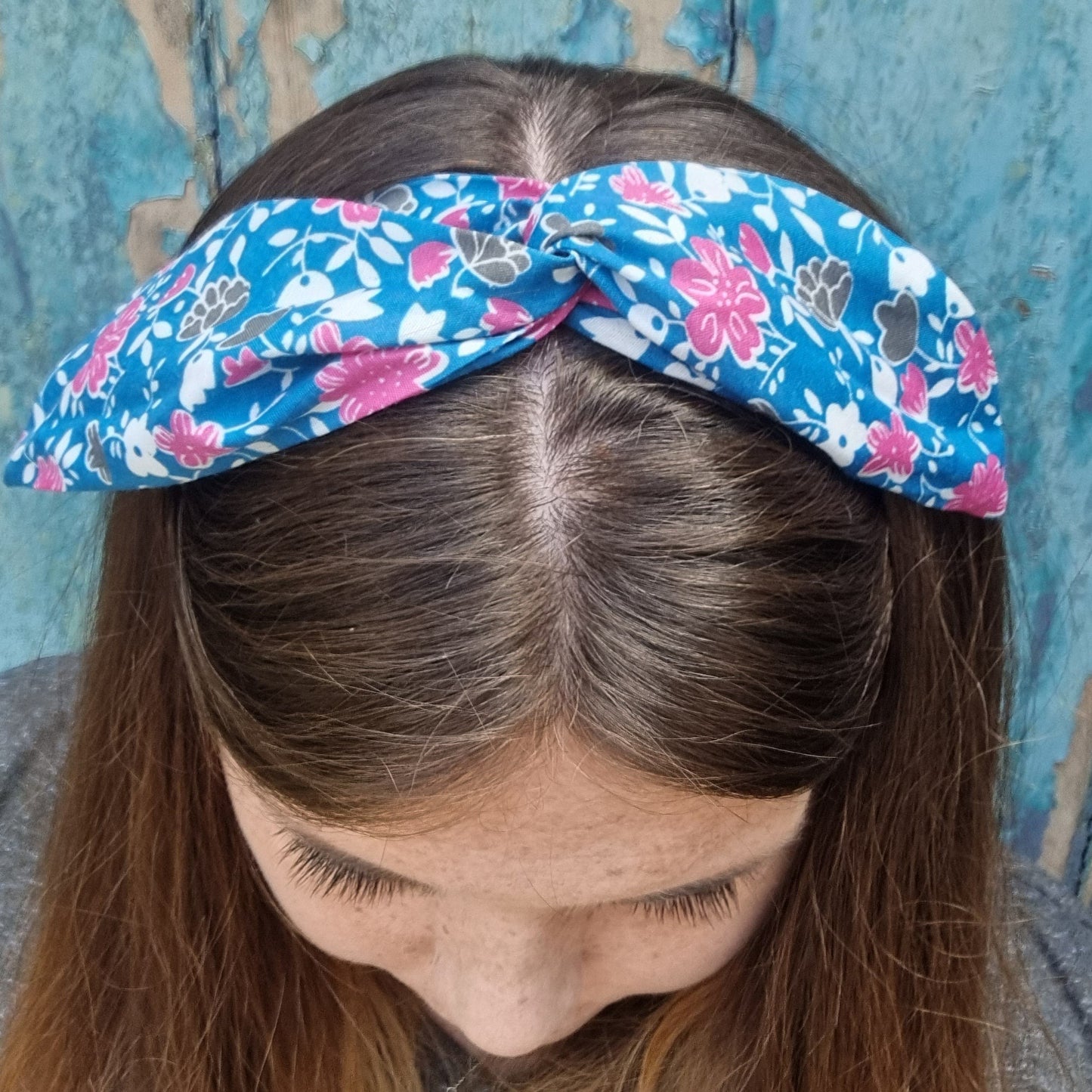 Dusty Blue Floral Wired Headband