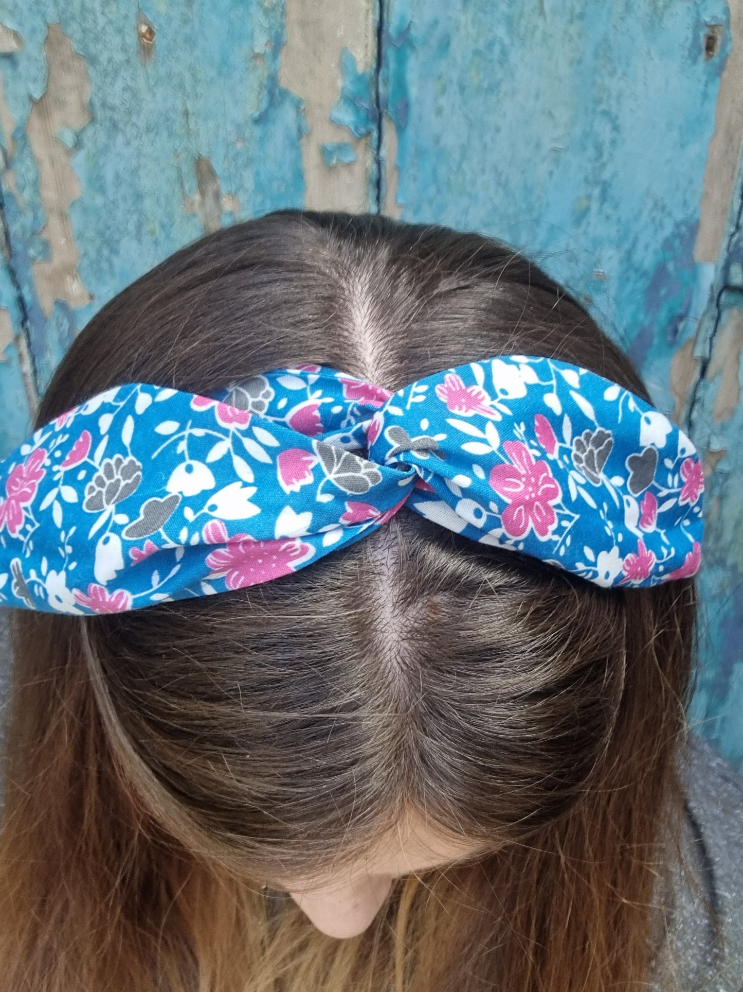 Dusty Blue Floral Wired Headband