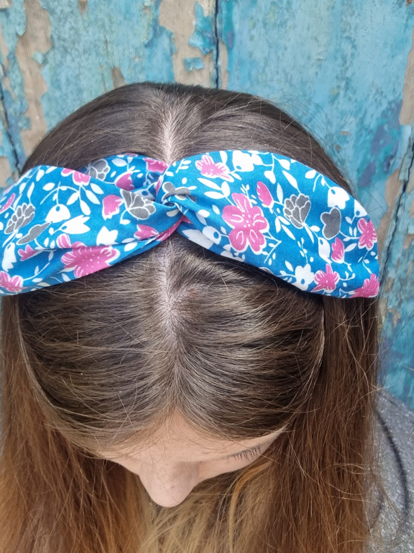 Dusty Blue Floral Wired Headband