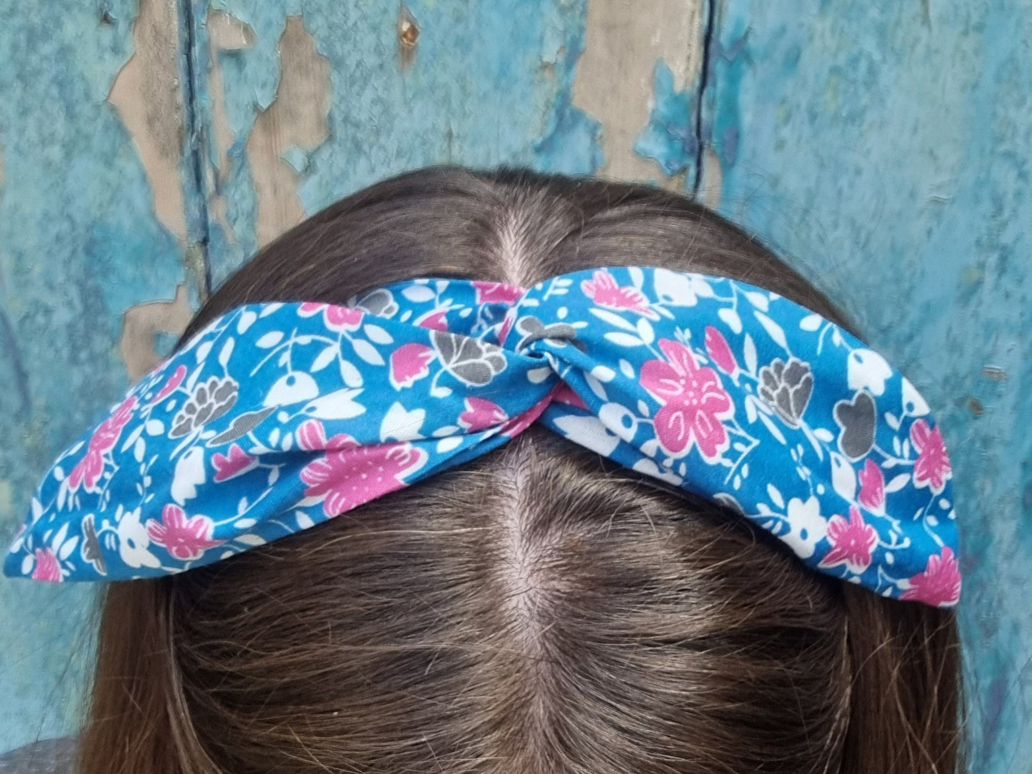 Dusty Blue Floral Wired Headband