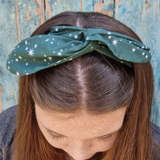 Dark Green Starry Night Wired Headband