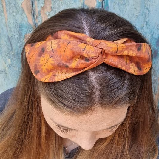 Orange Autumnal Leaves Wired Headband