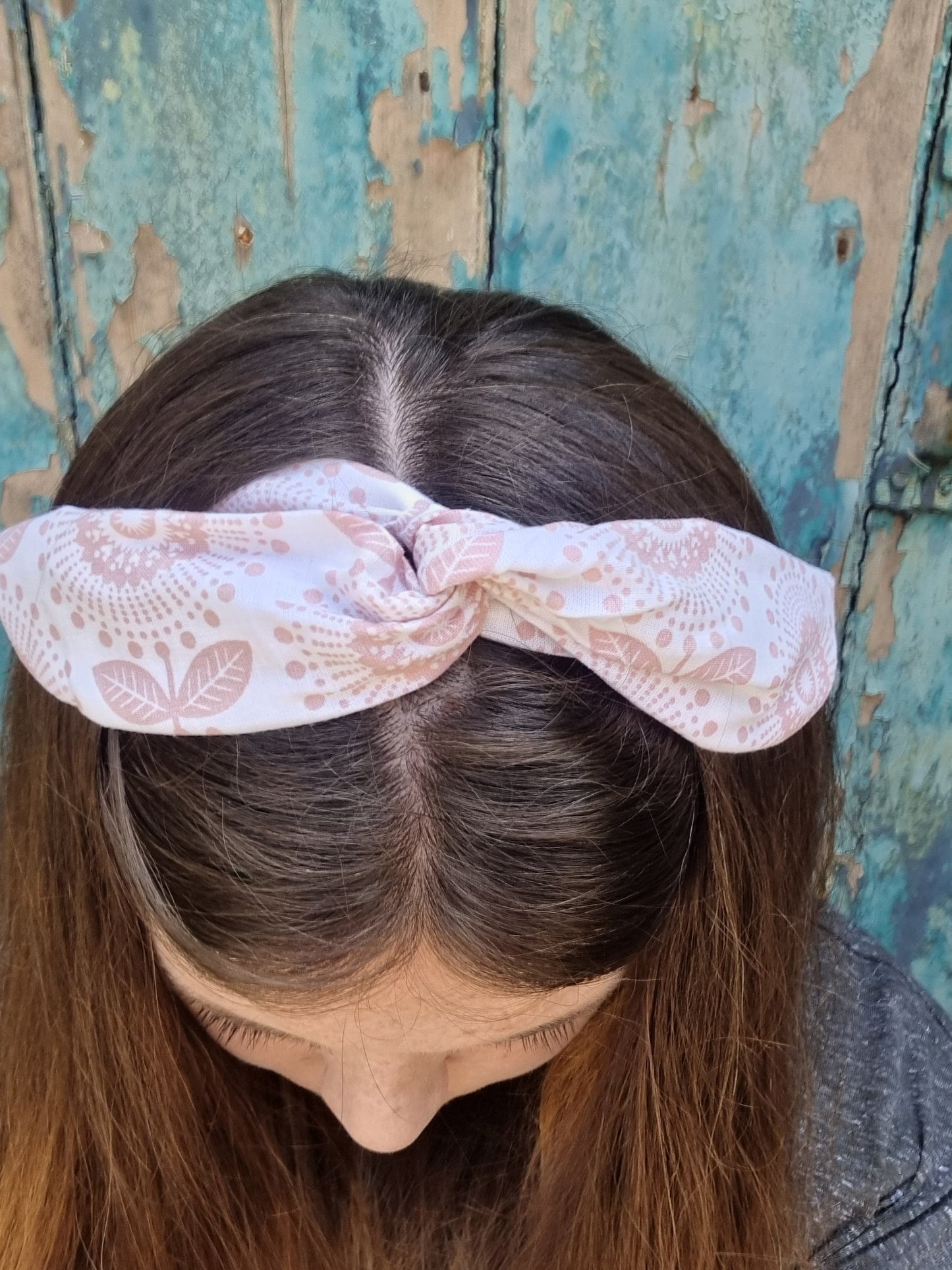 Pale Pink Abstract Floral Wired Headband