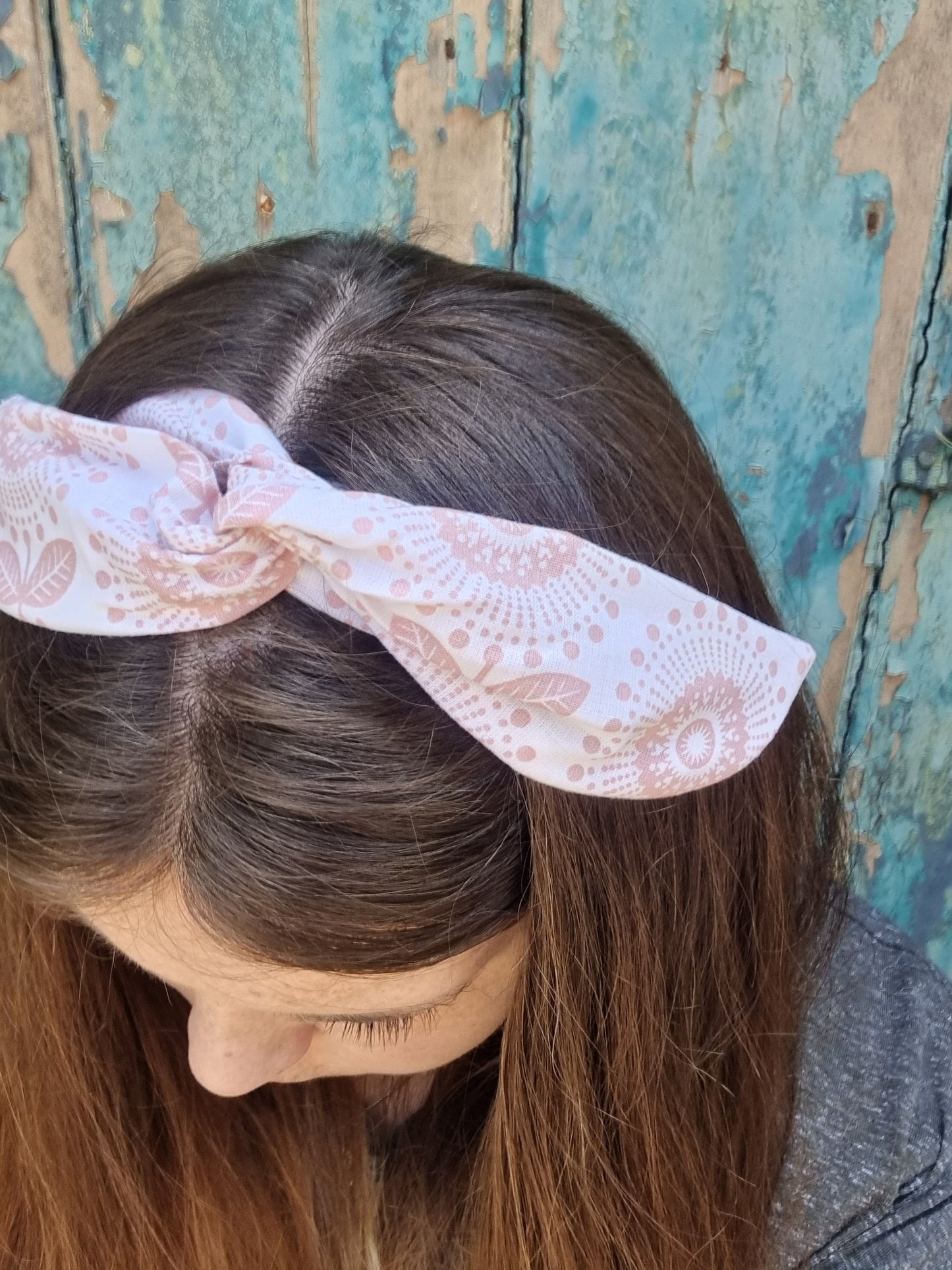 Pale Pink Abstract Floral Wired Headband