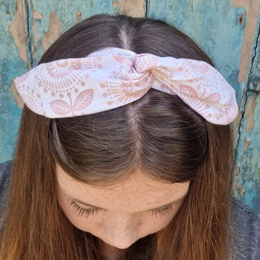 Pale Pink Abstract Floral Wired Headband