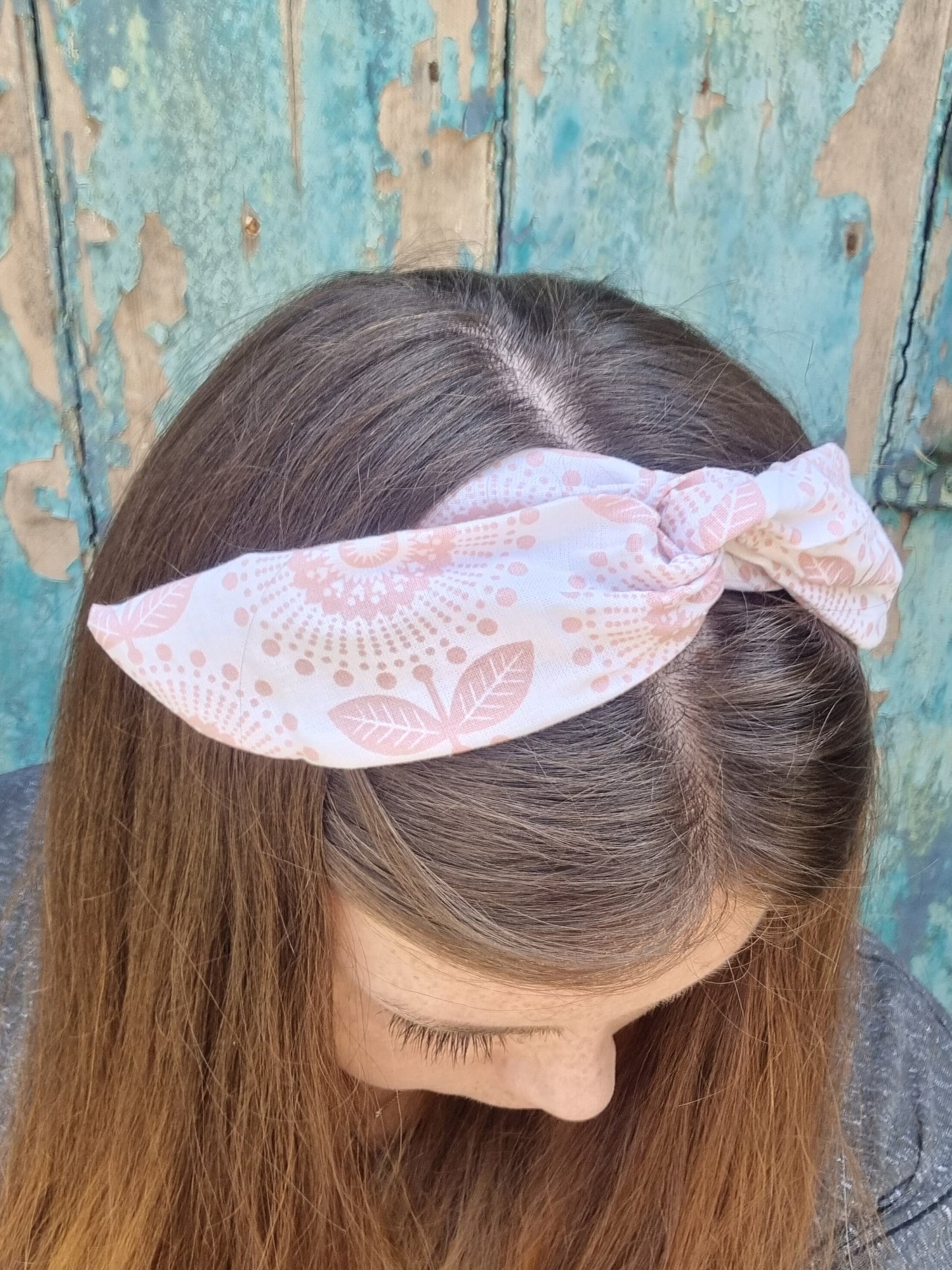 Pale Pink Abstract Floral Wired Headband