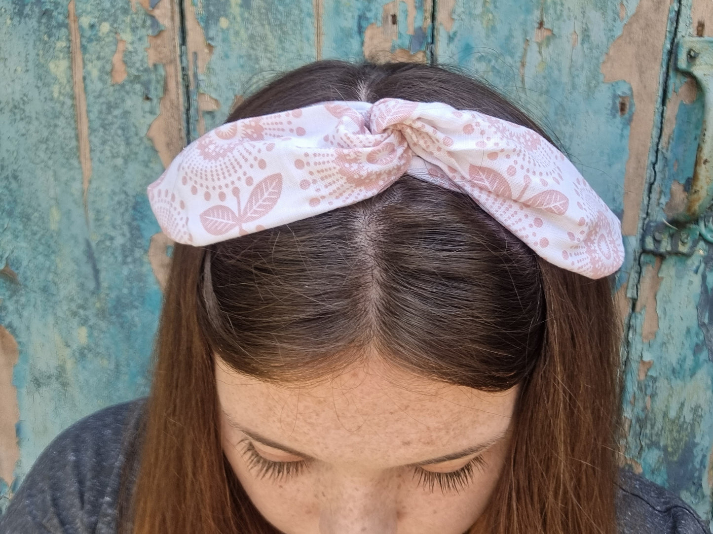 Pale Pink Abstract Floral Wired Headband