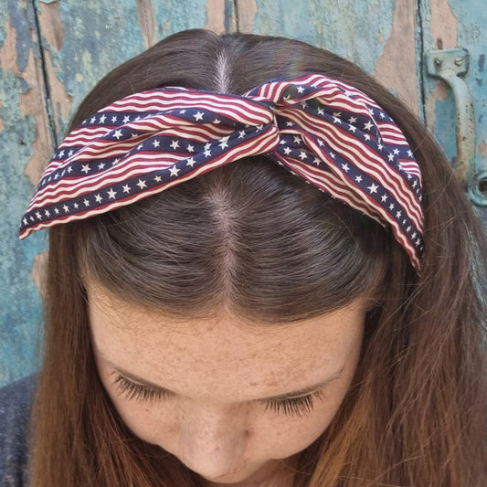 Red White and Blue USA Wired Headband