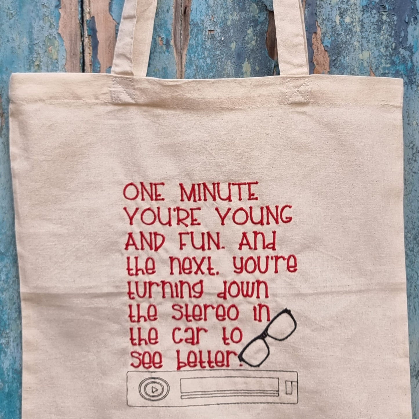 Funny Getting Old Embroidered Tote